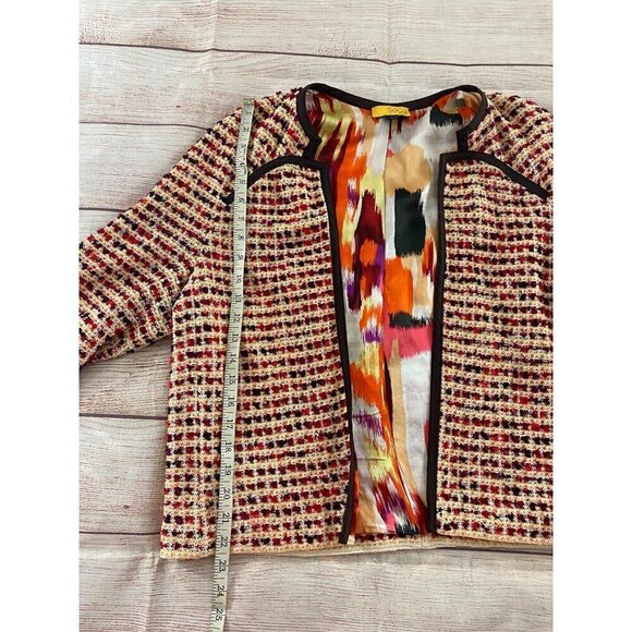 CoCa By St John Women's Colorful Casual Open Front Half Sleeve Jacket - Large - Picture 3 of 12